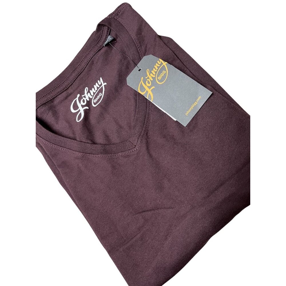 Johnny Bigg Mens Burgundy Essential V-Neck Tee  Shirt 2XL NEW SOFT casual‎
